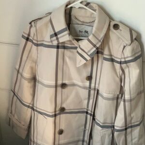 Coach Women's Beige Plaid Coat